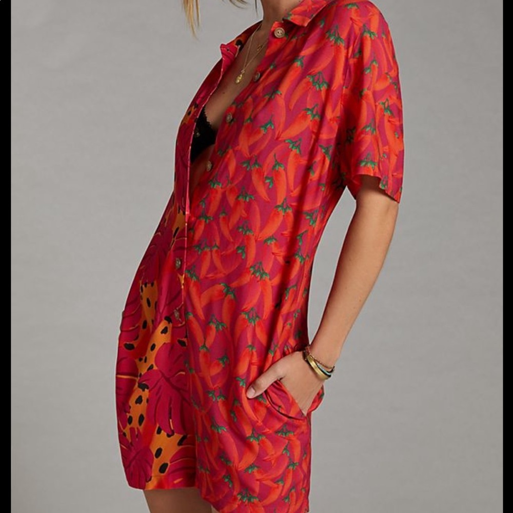 Farm Rio Contrast Printed Romper from Anthropologie